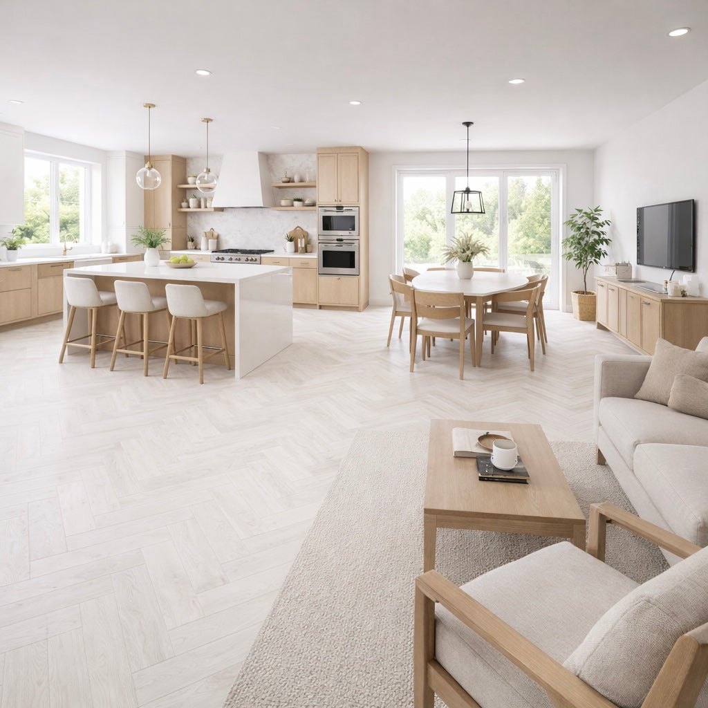Frost White 5.5mm Herringbone SPC Click Flooring